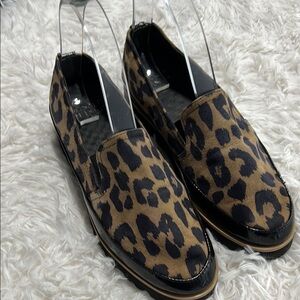 Donald Pliner Conner Suede & Patent Leather Animal Print Loafers 6.5